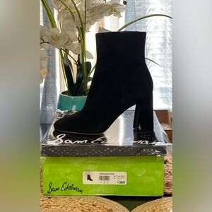 Sam Edelman Black “Saige” Suede Heeled Boots. **Wide Width**